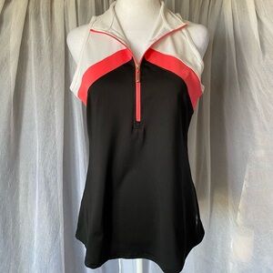 Loft Womens Tank Top Sleeveless V Neck Back Pink White Size Medium Sportswear